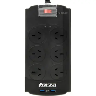 Vista lateral de Protector De Tension 220V 2200W Forza Fvp-602USB-A 6 tomas