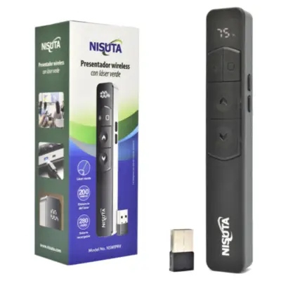 Puntero Presentaciones Inalambrico recargable laser verde Nisuta Ns-WiprV