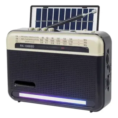 Vista lateral de Radio Am/Fm Daihatsu D-RP60PRO Usb Recargable Bluetooth Mp3 Panel Solar Negra