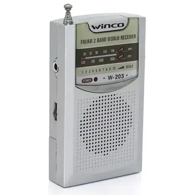 Vista lateral de Radio Portatil Am/Fm Winco W203