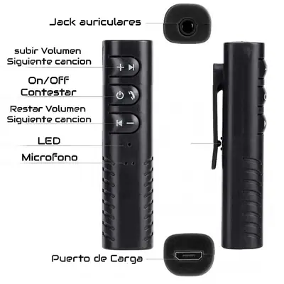 Vista lateral de Receptor De Audio Via Bluetooth A Miniplug 3,5Mm Auxiliar 00-BT-450