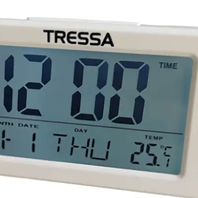 Detalles accesorios de Reloj Despertador Con Fecha Y Temperatura Tressa DD-715 Blanco