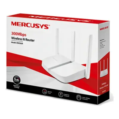 Detalles accesorios de Router Wifi 300Mbps 3Pto 3Ant Fija 5Dbi Mercusys MW305R