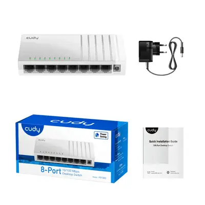 Detalles accesorios de Switch 8 Puertos 10/100 Cudy FS108D