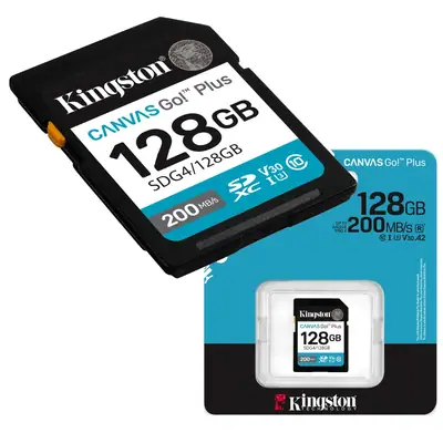 Detalles accesorios de Memoria SD 128Gb Kingston Canvas Go Plus SDXC Gen4 C10 UHS-I U3 V30 200MB/s