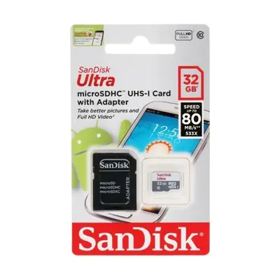 Detalles accesorios de Memoria Micro Sd 32Gb Sandisk Ultra CL10 C/Adaptador 100 Mb/S