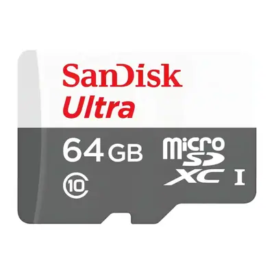 Vista lateral de Memoria Micro Sd 64Gb Sandisk Ultra CL10 C/Adaptador 100 Mb/S