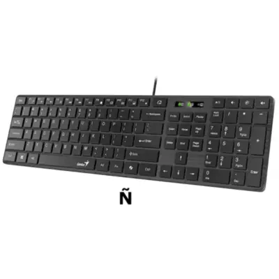Vista lateral de Teclado Usb Genius En Espanol Negro Slimstar 126
