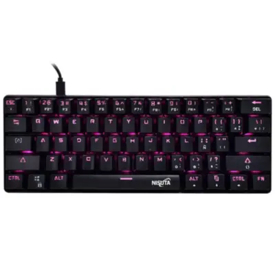 Detalles accesorios de Teclado Gamer Nisuta Mecanico Espanol Nskbgz61 Switch Rojo Retroiluminado