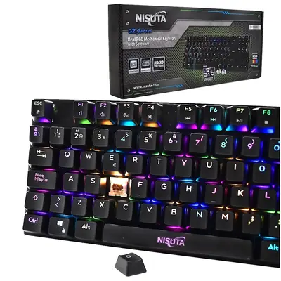 Teclado Gamer Nisuta Mecanico Espanol Nskbgz88 Switch Rojo Retroiluminado