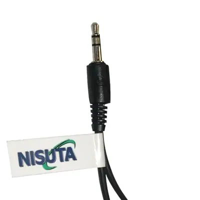 Vista lateral de Divisor Splitter Miniplug 3,5 Estereo Macho A 2 Miniplug 3,5 Estereo Ficha Compacta