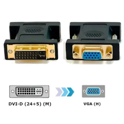 Vista lateral de Adaptador Dvi-I Macho 24+5 (Dual Link) / Vga (Hd-15) Hembra