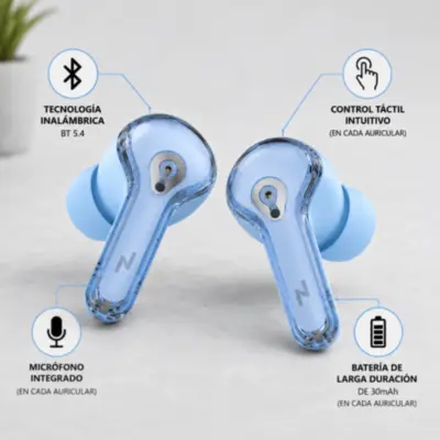 Detalles accesorios de Auricular Inalambrico Noga Btwins 48 Bluetooth Celeste