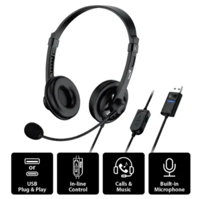 Detalles accesorios de Auricular Usb Con Microfono Genius Hs-230U Usb-C