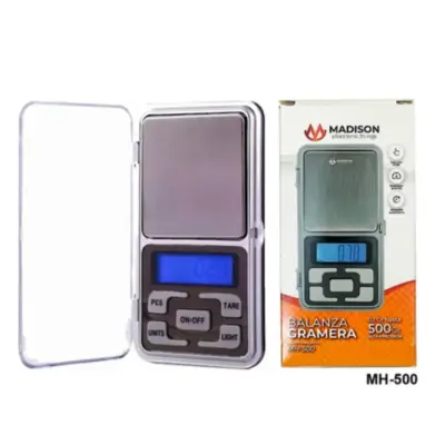 Vista lateral de Balanza digital de bolsillo hasta 500g Madison MH-500
