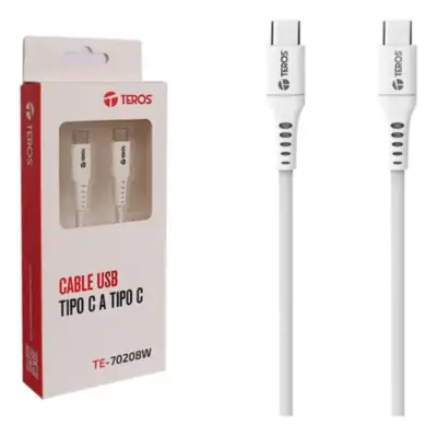 Cable Usb C Macho / C Macho 1 m Blanco PD 100W Teros