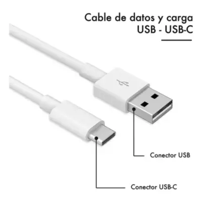 Vista lateral de Cable Usb C Macho / A Macho 1,5 M Blanco Carga Rapida