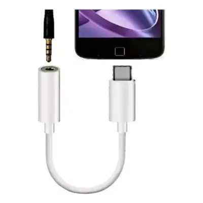 Vista lateral de Cable Usb-C Macho A Miniplug 3,5Mm Hembra 10Cm