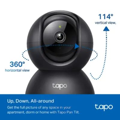 Vista lateral de Camara Seguridad IP Wifi Cloud Tp-Link Tapo C201 Negra