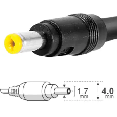 Vista lateral de Fuente 19,5 V 3,33 A Belsic 24218 Cargador P/Notebook Ficha 4,5 X 1,7 Mm (DE)