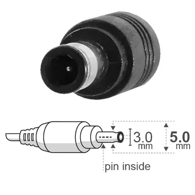 Vista lateral de Fuente 19 V 2,1 A Belsic 25194 Cargador P/Notebook Ficha 5,5 X 3,0 Mm C/Pin Interior