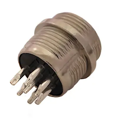 Vista lateral de Ficha Conector Gx16 7 Pines Macho Aviacion A Chasis