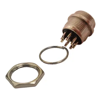 Vista lateral de Ficha Conector Gx16 8 Pines Macho Aviacion A Chasis