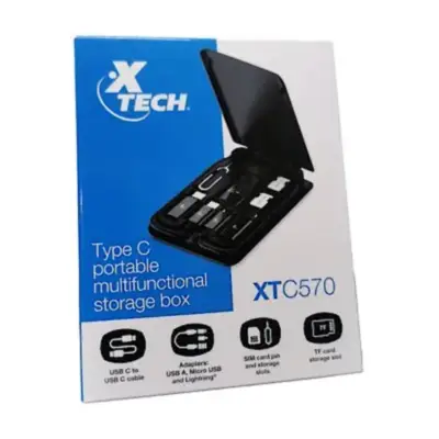 Detalles accesorios de Cable Usb C Macho / C Macho 2.1 29 cm en estuche con accesorios XTC-570