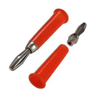 Detalles accesorios de Ficha Banana Plug Macho Estandar Rojo