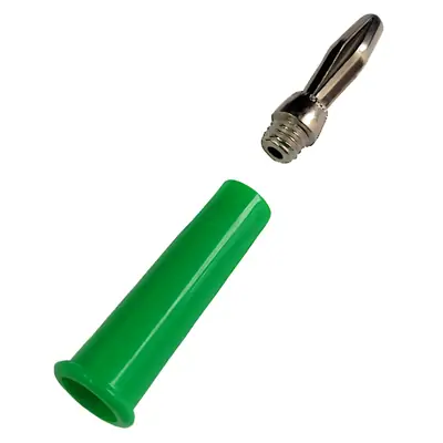Vista lateral de Ficha Banana Plug Macho Estandar Verde