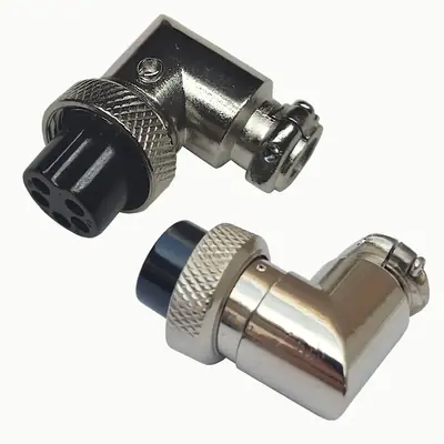 Detalles accesorios de Ficha Conector Gx16 5 Pines Hembra Aviacion A Cable 90 Grados