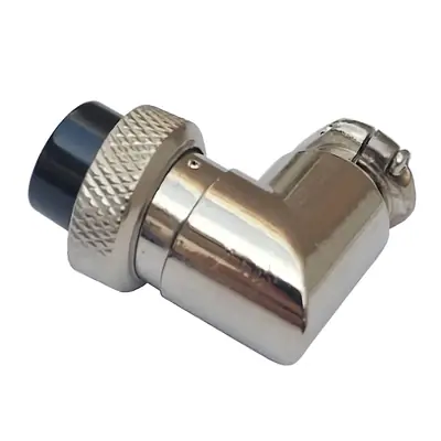 Vista lateral de Ficha Conector Gx16 8 Pines Hembra Aviacion A Cable 90 Grados