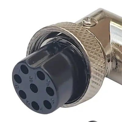 Detalles accesorios de Ficha Conector Gx16 8 Pines Hembra Aviacion A Cable 90 Grados