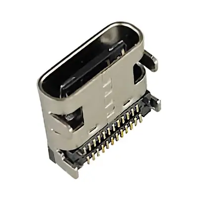 Vista lateral de Conector Ficha Usb C Hembra 24 Pines Usb-C-Ch24-2 (24 Pines Rectos)