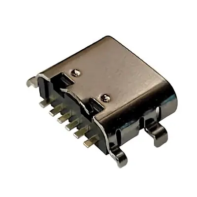 Vista lateral de Conector Ficha Usb C Hembra 6 Pines Usb-C-Ch6 (6 Pines Rectos)