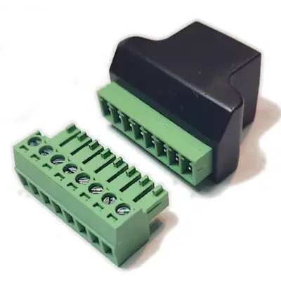 Vista lateral de Ficha Rj45 Jack 8 Contactos Cat 5E Hembra A Bornera