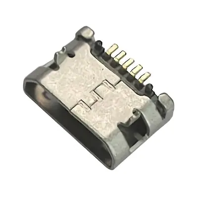 Vista lateral de Conector Ficha Micro Usb Hembra 5 Pin Aps-Ue-003