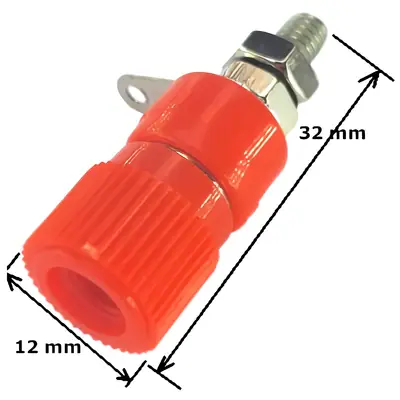Detalles accesorios de Ficha Banana Hembra Jack Tipo Binding Post Mini A Chasis Rojo