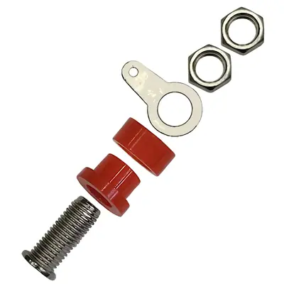 Vista lateral de Ficha Banana Hembra Jack Chasis Rojo Corta