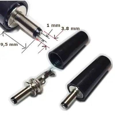 Detalles accesorios de Ficha Dc Hueco 3,8 X 1 X 9,5 Mm Plug Macho Plastico