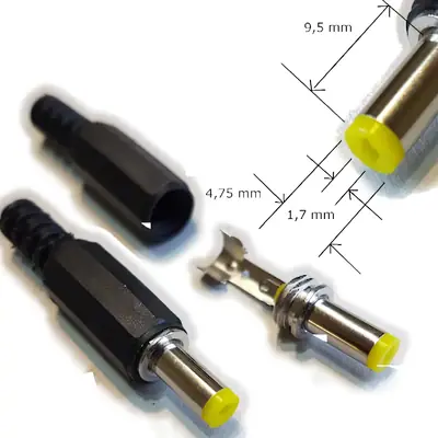 Detalles accesorios de Ficha Dc Hueco 4,75 X 1,7 X 9,5 Mm Plug Macho