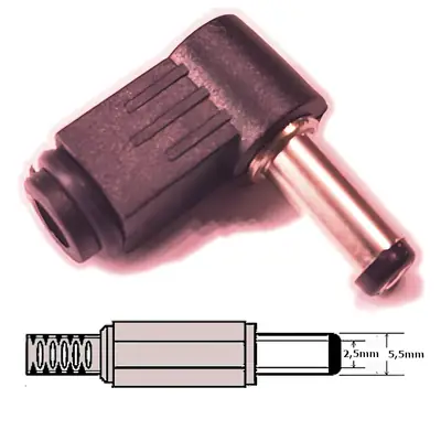 Detalles accesorios de Ficha Dc Hueco 5,5 X 2,5 X 14 Mm Plug Macho 90 Grados