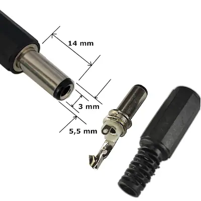 Detalles accesorios de Ficha Dc Hueco 5,5 X 3 X 14 Mm Plug Macho