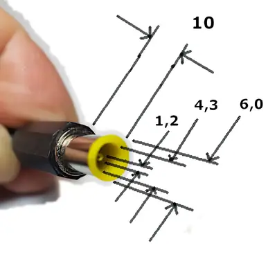 Detalles accesorios de Ficha Dc Hueco 6 X 4,3 X 10 Mm C/ Pin Central De 1,2 Mm Plug Macho