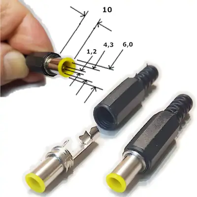 Detalles accesorios de Ficha Dc Hueco 6 X 4,3 X 10 Mm C/ Pin Central De 1,2 Mm Plug Macho