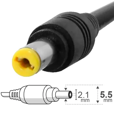 Vista lateral de Fuente Switching 9V 1A Con Ficha 5,5 X 2,1 Mm