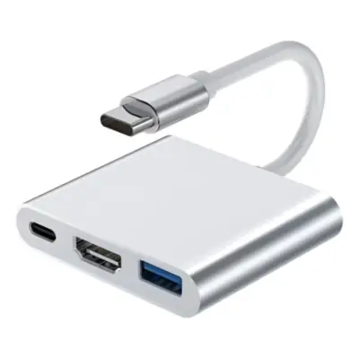 Adaptador Conversor Usb C Macho / Hdmi + 1xUSB-A + 1xUSB-C PD