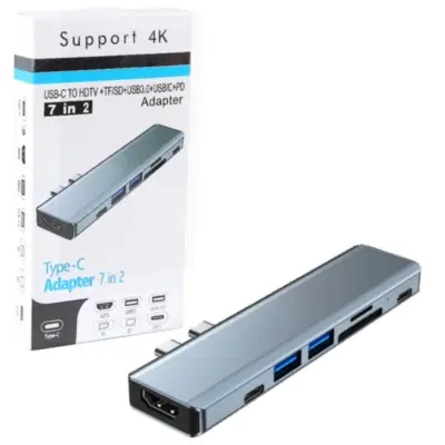 Detalles accesorios de Adaptador Conversor Usb C Macho / Hdmi + USB-A + USB-C + PD + Lector Tarjetas