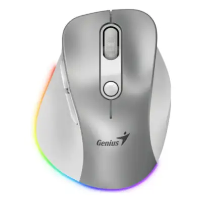 Mouse Bluetooth Inalambrico Genius 2,4 Ghz + BT Ergo 9000S PRO Plateado