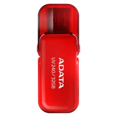 Vista lateral de Pendrive 32Gb Usb 2.0 Adata UV240 Rojo